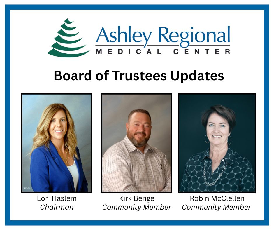 photo announcing new chairman and community members with Ashley Regional Medical Center Board of Trustees